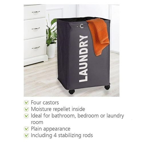 Wenko Laundry Bin Quadro Gray, Basket, 79 L, Dark Grey, 15.7 X 23.6 13 Inch