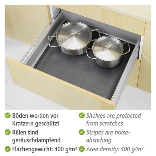 Wenko Anti-Slip Cupboards and Drawer Mat, 150 cm x 50 cm Size, Black