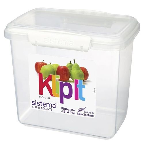 Sistema Klip It Accents Food Storage Container, 1.9 L - Assorted Colours