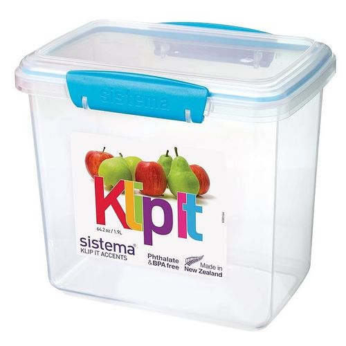 Sistema Klip It Accents Food Storage Container, 1.9 L - Assorted Colours