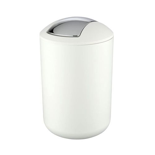 WENKO Swing Cover Bin Brasil, Plastic, Home and Bathroom Waste Trash Can, Lidded Dustbin, Lightweight &amp; Sturdy, 6.5 Litre, 19.5x19.5x31cm, White