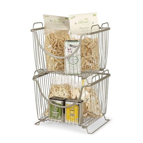Spectrum Diversified Ashley Stackable Basket, Large, Satin Nickel