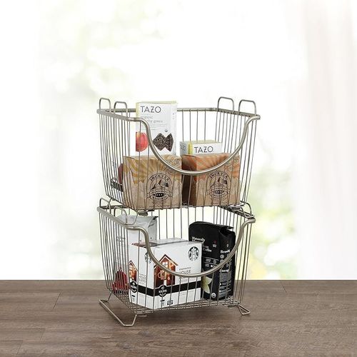 Spectrum Diversified Ashley Stackable Basket, Large, Satin Nickel