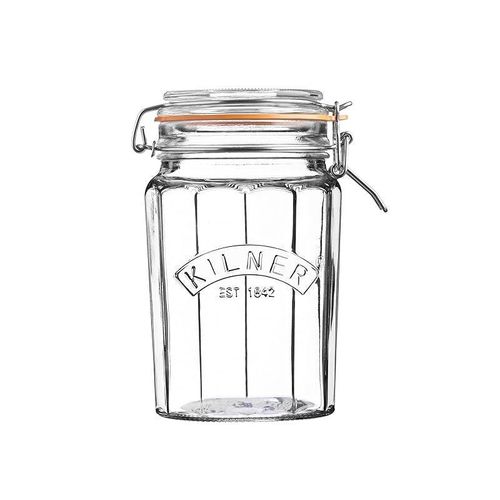 Kilner Glassware Facetted Clip Top Jar, Airtight Seal for Pickling, Preserving, and Storing, 33-1/2-Fluid Ounces