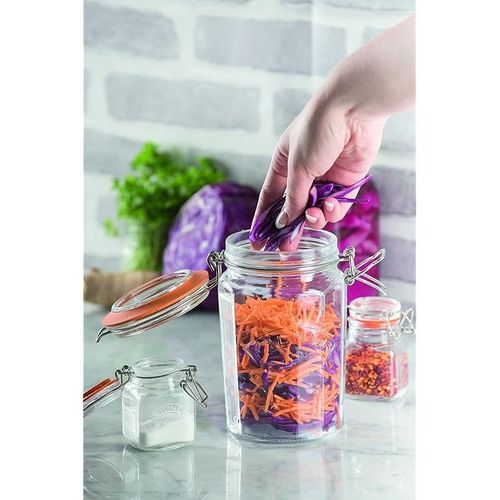 Kilner Glassware Facetted Clip Top Jar, Airtight Seal for Pickling, Preserving, and Storing, 33-1/2-Fluid Ounces