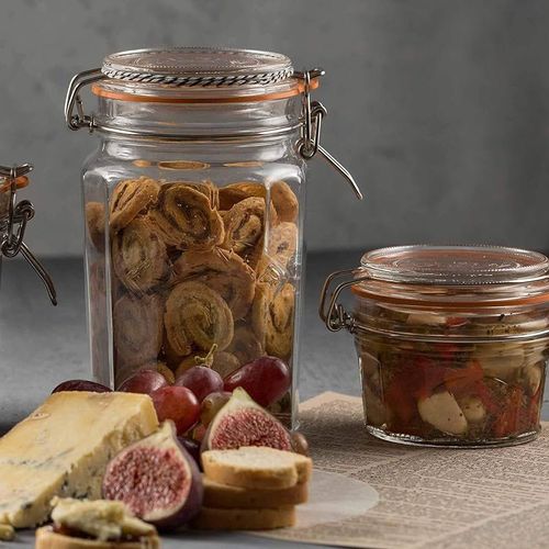 Kilner Glassware Facetted Clip Top Jar, Airtight Seal for Pickling, Preserving, and Storing, 33-1/2-Fluid Ounces