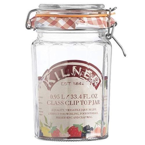 Kilner Glassware Facetted Clip Top Jar, Airtight Seal for Pickling, Preserving, and Storing, 33-1/2-Fluid Ounces