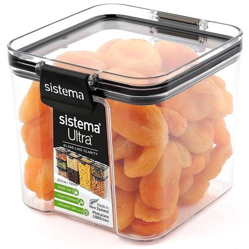 Sistema 51401ZS Ultra Square Canister, Tritan, Clear Black, 700 ml