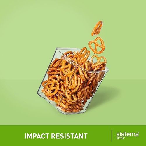 Sistema 51401ZS Ultra Square Canister, Tritan, Clear Black, 700 ml