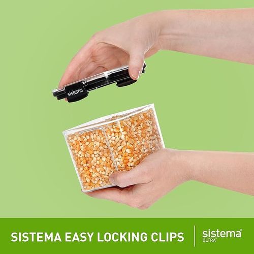 Sistema 51401ZS Ultra Square Canister, Tritan, Clear Black, 700 ml