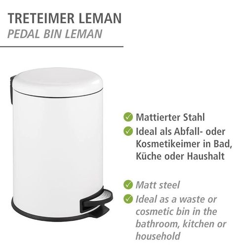 Wenko Pedal Bin Leman White Easy Close 20 Liter