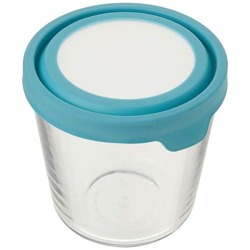 Anchor Hocking 11838AHG17 Trueseal Glass Food Storage Containers Airtight Lids, 3.5 Cup Tall, Mineral Blue 7-Cup Tall Blue 11839AHG17