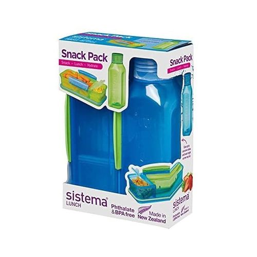 Sistema Snack Lunch Box, Blue - H5.51 x W2.52 x D 7.62 inches