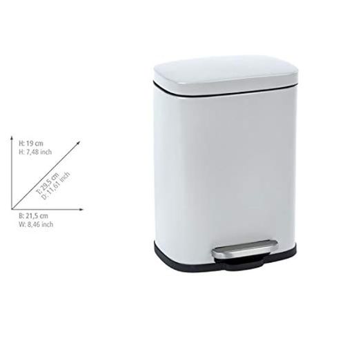 Wenko Pedal Bin Leno, Easy-Close 5 Ltr. White