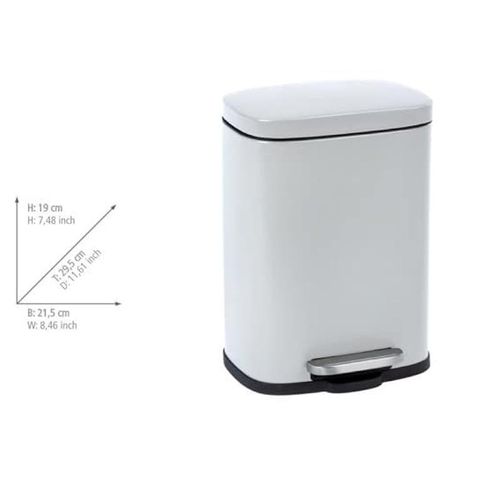 Wenko Pedal Bin Leno, Easy-Close 5 Ltr. White