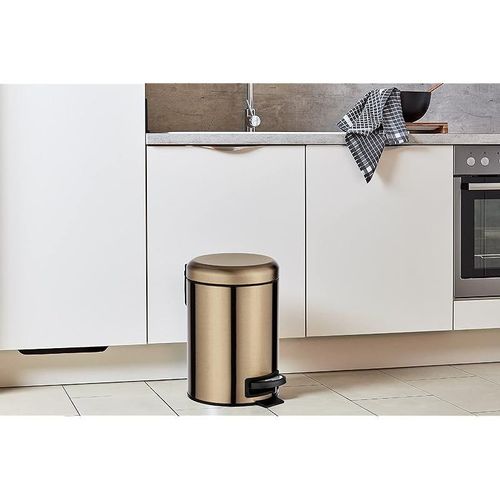 Wenko Bathroom Stainless Steel Trash Can with Lid, Copper