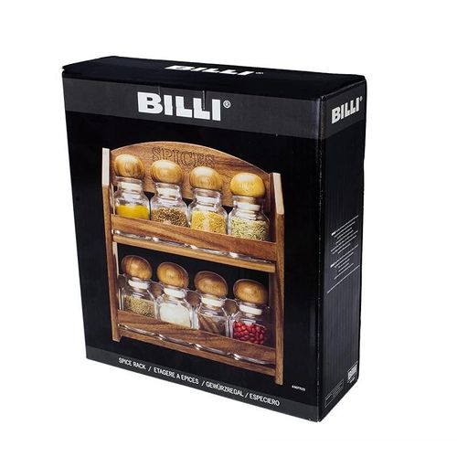 Billi spice bottles with rack - 8 pieces, brown/clear, aca-212/8