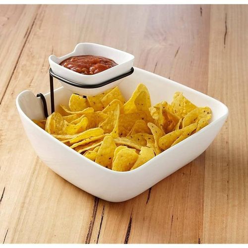 Ladelle Classica Double Layer Chip and Dip Bowl, White