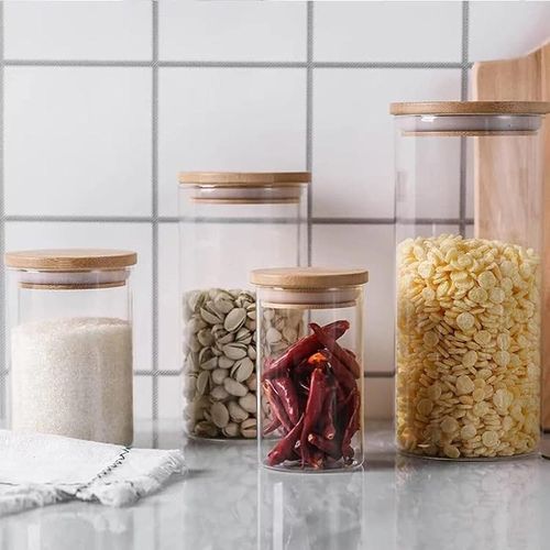 Little Storage Bamboo/Glass Storage Jar 500ml