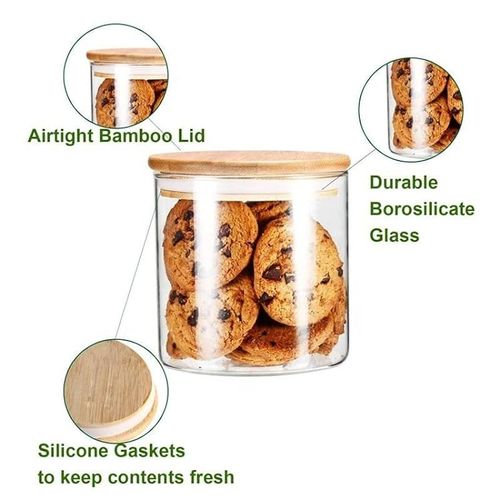 Little Storage Bamboo/Glass Storage Jar 500ml