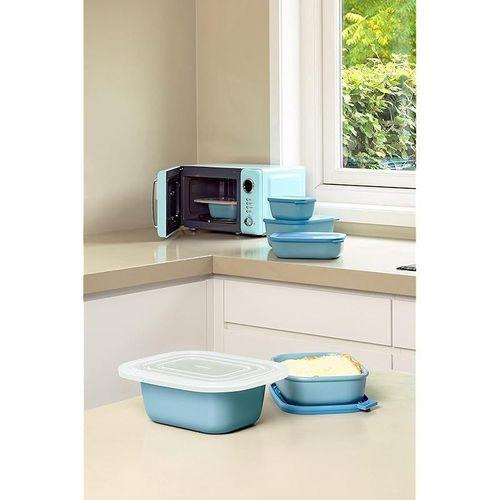 Mepal Multi bowl Cirqula rectangular 3-part set (low) -Nordic green, Polypropylene Thermoplastic elastomer, (500, 1000, 2000 ml)