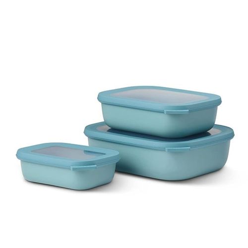 Mepal Multi bowl Cirqula rectangular 3-part set (low) -Nordic green, Polypropylene Thermoplastic elastomer, (500, 1000, 2000 ml)