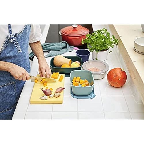 Mepal Multi bowl Cirqula rectangular 3-part set (low) -Nordic green, Polypropylene Thermoplastic elastomer, (500, 1000, 2000 ml)