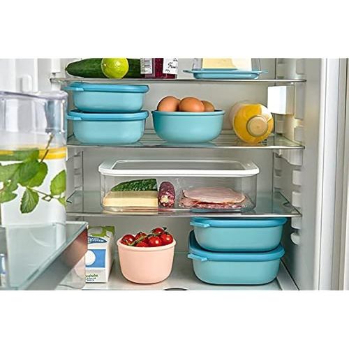 Mepal Cirqula Multi Rectangular 3-Piece (500 + 1000 + 2000 ml) Nordic White-Bowl Set-Food Storage Containers-Stackable-Dishwasher Safe, Polypropylene, Flach