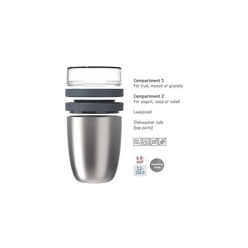 Mepal Lunch Pot Ellipse ‚ Rose Gold ‚ 500 ml Practical Thermal Container, Yoghurt, Go Cup ‚ Keeps Food Warm or Cool for a Long Time, Polypropylene, 500 + 200 ml