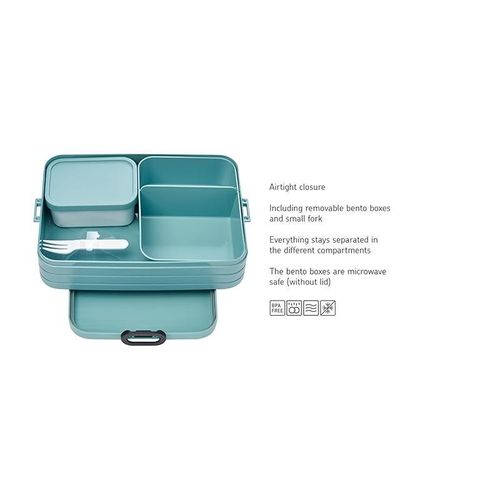 Mepal Lunch Box Take a Break large  Nordic Blue Capacity 1700 ml  Compartment Lunch Box  Ideal for Meal Prep  Sandwich Box - Dishwasher Safe