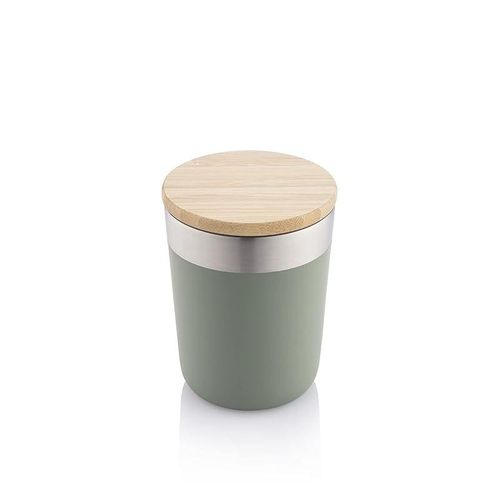 Insulated coffee mug Stainless steel coffee mug with Bamboo lid coffee tumbler insulated for women men, coffee mug travel, Sustainable coffee mug gift (Green)