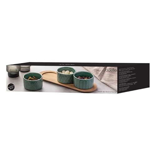 Ladelle Heath Bowl and Tray 3-Pieces Set, Jade