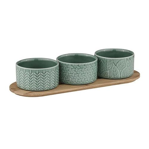 Ladelle Heath Bowl and Tray 3-Pieces Set, Jade