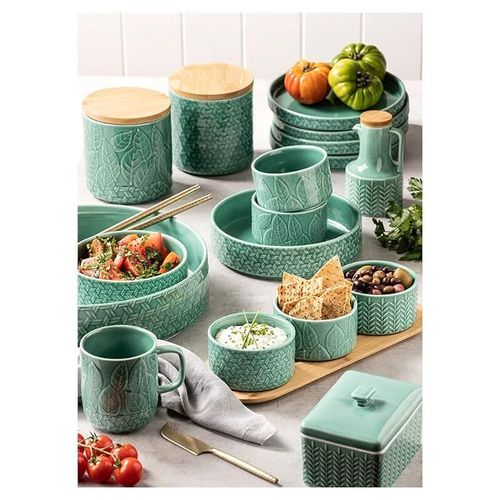 Ladelle Heath Bowl and Tray 3-Pieces Set, Jade