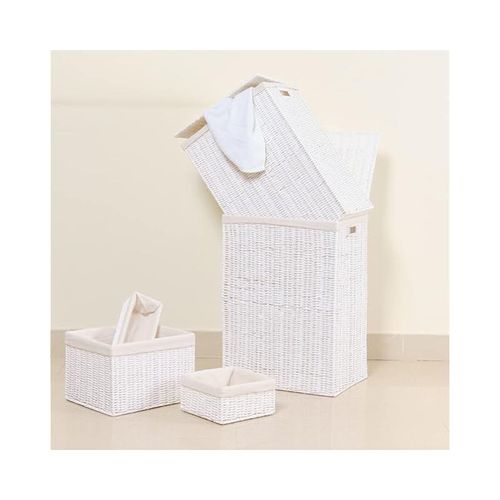 Small Storage Basket White with Liner 28 x 20 x 10 cm
