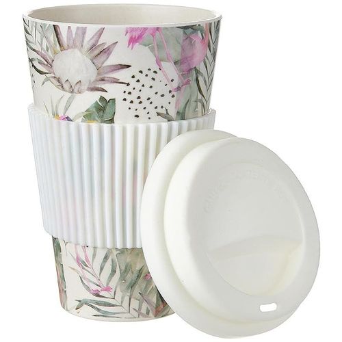 Cuisine Art Eco-Friendly Bamboo Fibre Reusable Travel Coffee Mug With Silicon Lid, Multicolor, 400ml, BD-BF-82