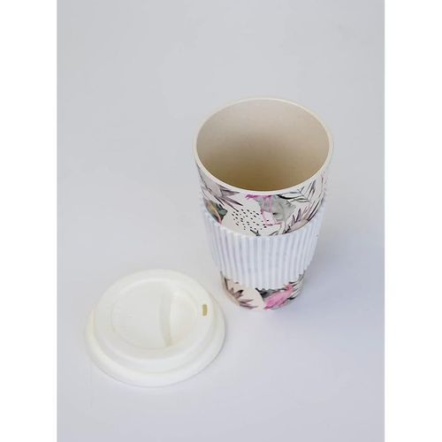 Cuisine Art Eco-Friendly Bamboo Fibre Reusable Travel Coffee Mug With Silicon Lid, Multicolor, 400ml, BD-BF-82