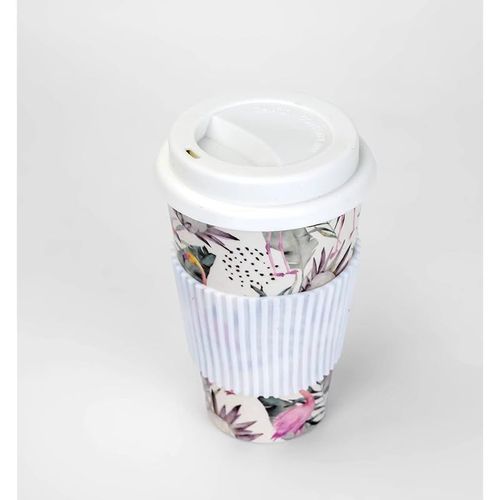 Cuisine Art Eco-Friendly Bamboo Fibre Reusable Travel Coffee Mug With Silicon Lid, Multicolor, 400ml, BD-BF-82