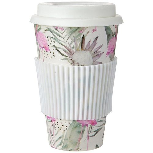 Cuisine Art Eco-Friendly Bamboo Fibre Reusable Travel Coffee Mug With Silicon Lid, Multicolor, 400ml, BD-BF-82