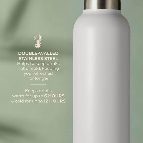 Tower Natural Life NL865026STN Stainless Steel Bottle with Bamboo Lid, 750ml Capacity, Crafted from Sustainable Materials
