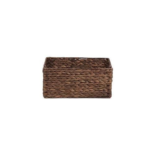 Small Water Hyacinth Storage Basket with Handle Brown L33.6 x W23 x H15 cm