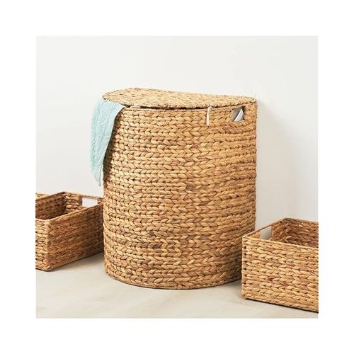 Water Hyacinth Half Moon With Liner Natural L51 x. W35.5 x H61 cm