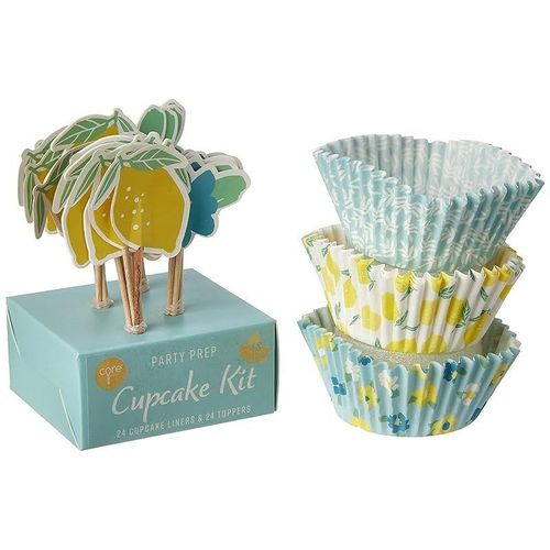 Core Lemon Florals Liner and Topper Cupcake 48-Piece Set