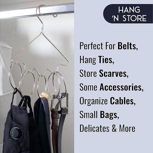 Hang ‚ÄòN Store Accessory Organizer- Pefect for Belts, Ties, Delicates, Cable Storing, and much more - Multiple slots in one hanger -Great for hang drying