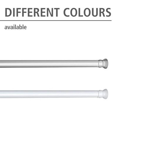 WENKO, Telescopic Shower Rod, Aluminium, Bathroom Shower Curtain Holder, Extends to 110-185cm, Durable with Easy Assembly, 2x2 cm, White
