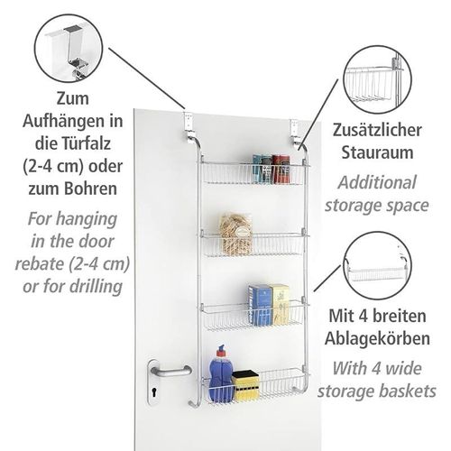 Wenko 4 Tier Over Door Accessory Rack Chrome