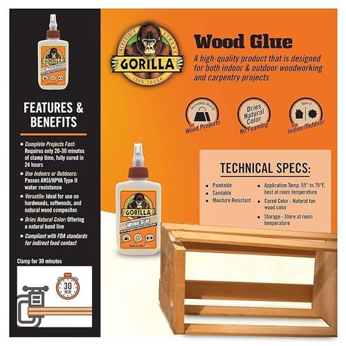 Gorilla Wood Glue, 4 Ounce Bottle, (Pack of 1)