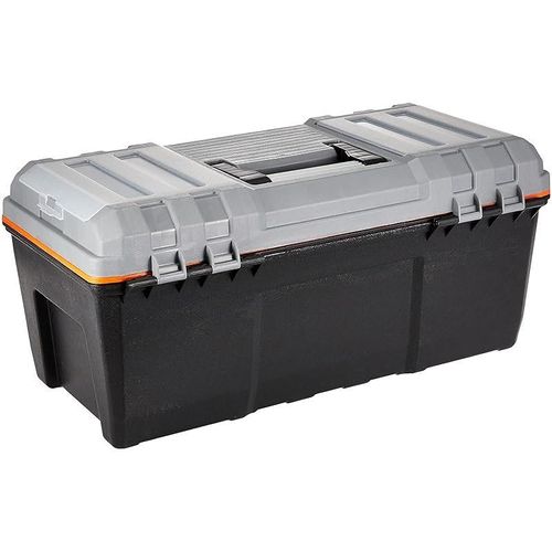 Tactix 320316 Mid-Grade Plastic Tool Box, 21", Black/Orange