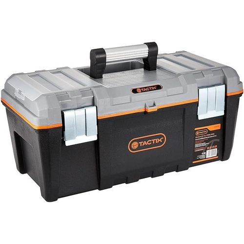 Tactix 320316 Mid-Grade Plastic Tool Box, 21", Black/Orange