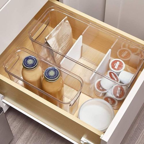 Interdesign Crisp Divided Bin, 8 X 12 X 8 Inch, Clear/Matte White